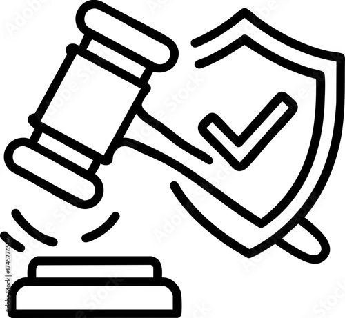 legal lawyer risk management concept. Legal gavel and shield symbolizing justice and protection.