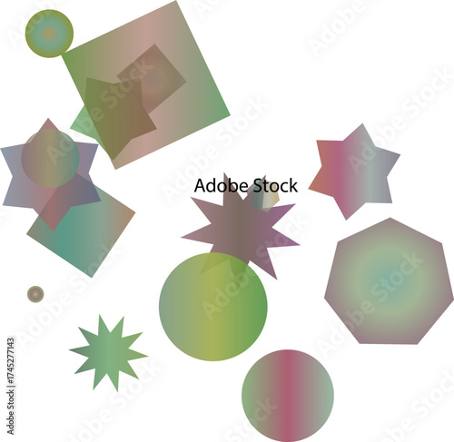 Abstract geometric shapes colorful gradient design elements vector illustration isolated on white
