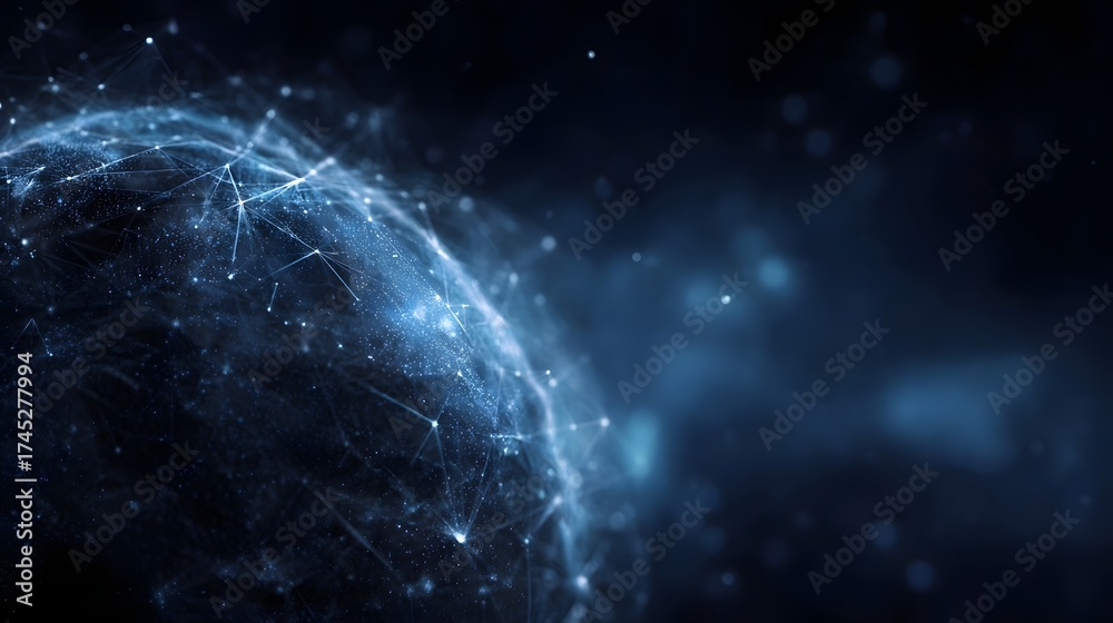 Naklejka premium Abstract digital globe with glowing network connections in futuristic space