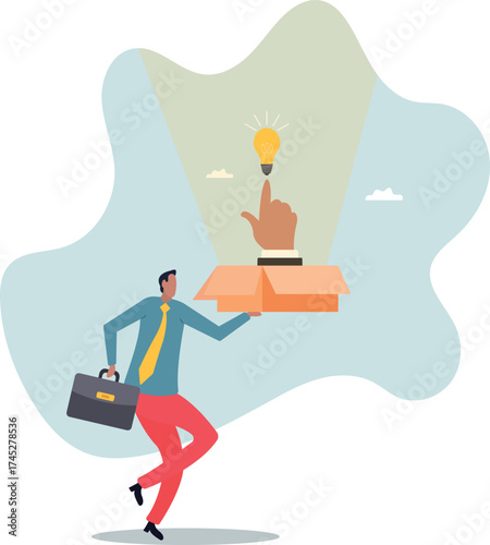 Think outside the box, creativity to create different business idea or motivation and innovation.about a man and his life.