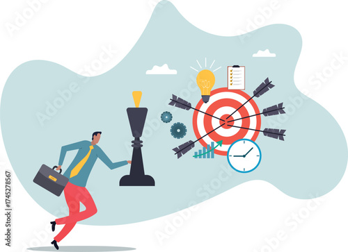 Strategic planning, tactic or strategy to win business competition, marketing analysis or challenge to achieve target,about a man and his life.