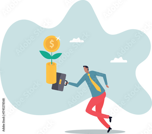 Investment growth, prosperity or earn more money from savings, mutual funds or opportunity to make profit and increase wealth,about a man and his life.