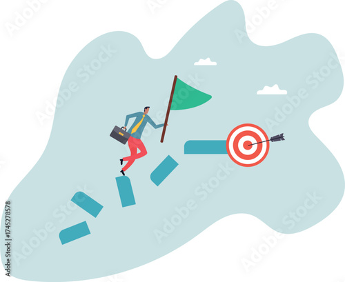 Survive and success in crisis, taking risk to thrive and succeed, courage or confidence to achieve target,business concept.about a man and his life.