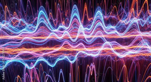 Abstract visualization of vibrant energy waves, with flowing lines and dynamic patterns.
