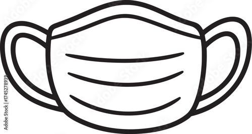 Face Mask Icon, Medical Protection, Line Vector.