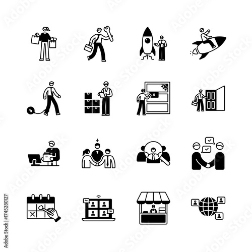 Businessman Icon Set, Doodle Style