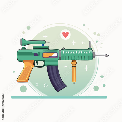 Toy assault rifle with scope and magazine