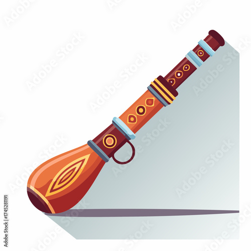 tribal flute musical instrument with shadow