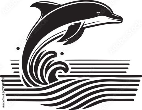 Jumping Dolphin Silhouette Vector Illustration