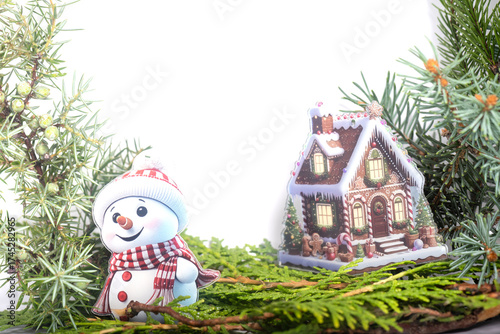 Christmas landscape with gifts and snow. Merry christmas and happy new year . Christmas celebration holiday background