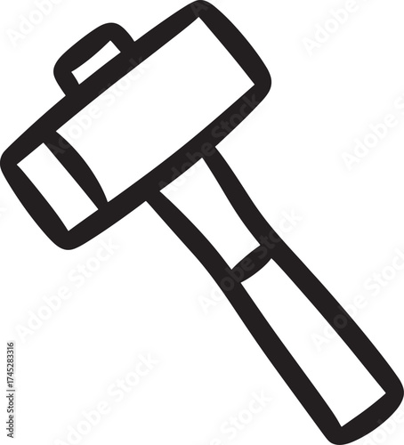 Simple Black Outline Drawing Of A Sledgehammer Tool mallet heavy