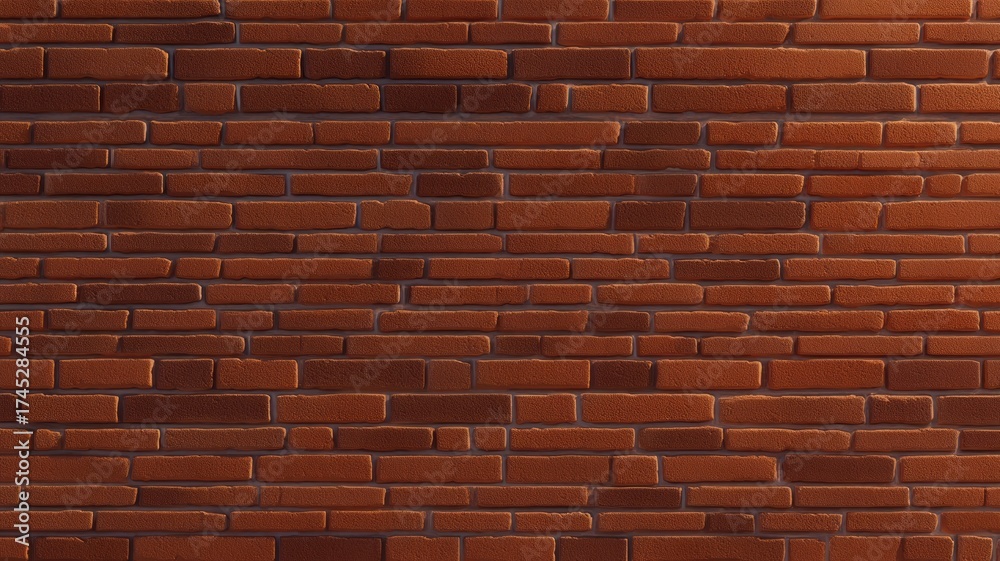 Obraz premium Red brick wall texture in sunlit environment. AI image