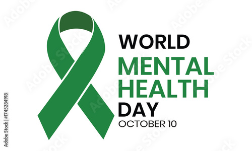 World Mental Health Day Green Ribbon Awareness Vector Design