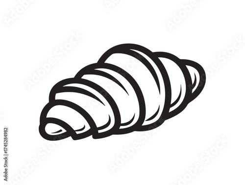 black and white croissant bakery food clip art preview