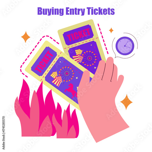 Hand Holding Entry Tickets Vector Illustration