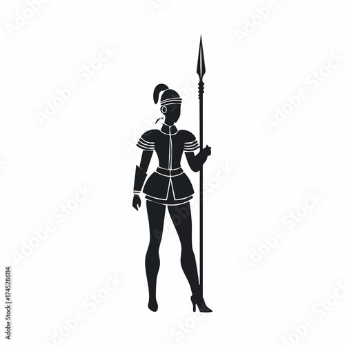 Woman holding spear with transparent background