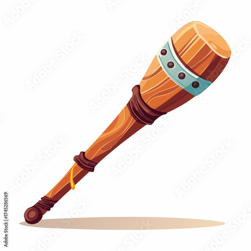 Wooden club weapon with metal accents