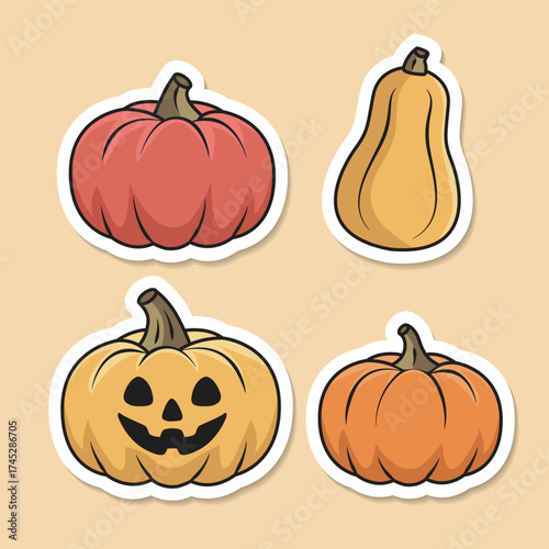Halloween vector sticker collection in flat design