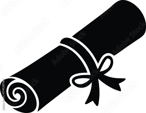 scroll tied with ribbon silhouette icon