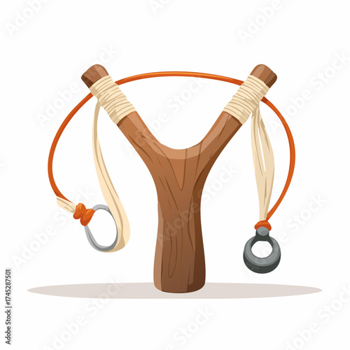 Wooden slingshot with elastic band