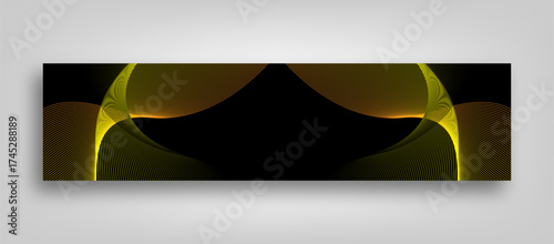 Black background wavy line horizontal linkedin banner template