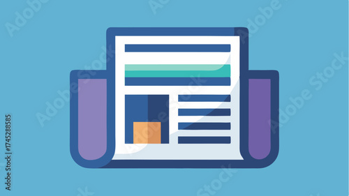 A digital newspaper icon with a scrolling headline emphasizing online journalism and news media.