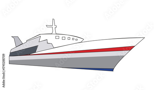 AdobIllustration of a modern cruise ship isolated on white background, showcasing its design and features