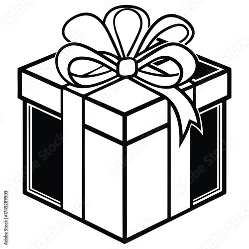 A black silhouette of a New Year gift box