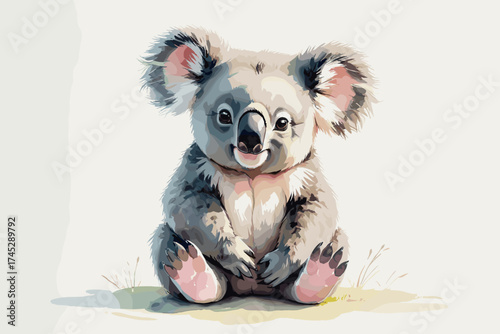 Adorable baby koala sitting adorably
