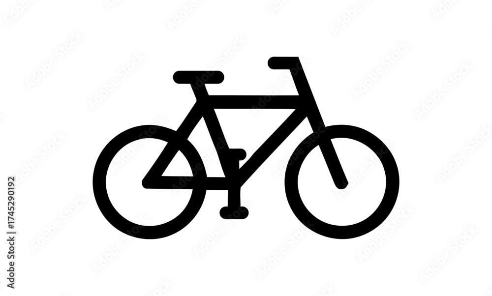 Fototapeta premium Simple Bicycle Icon in Black on White Background for Transportation Symbol