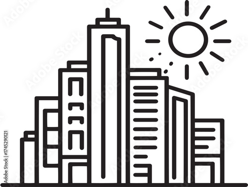 City Element icon 2D vector line art in a clean minimalist metropolitan graphic