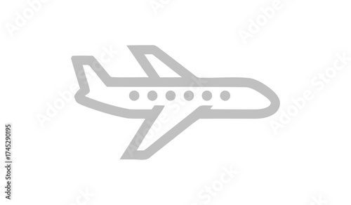 Simplified airplane icon symbolizing travel and transportation