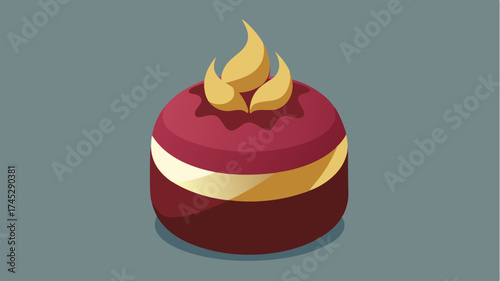 A closeup of a artisancrafted dessert showcasing layers of dark chocolate mousse with gold leaf and delicate raspberry coulis drizzled around.