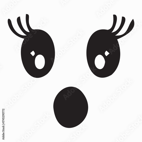 Vector art of surprised ghost face on a white background.