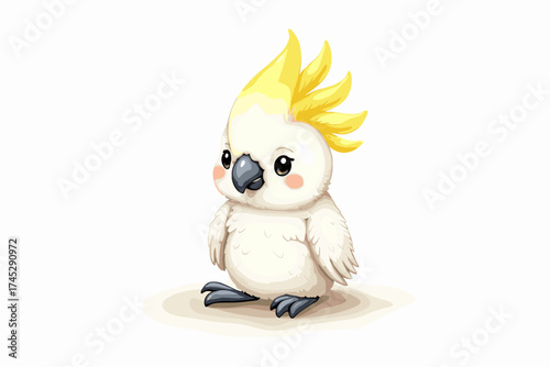 Adorable white cockatoo baby vibrant crest