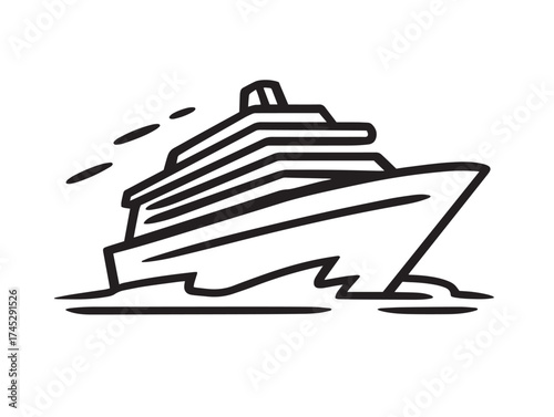 Cruising icon 2D vector line art for travel and vacation themes