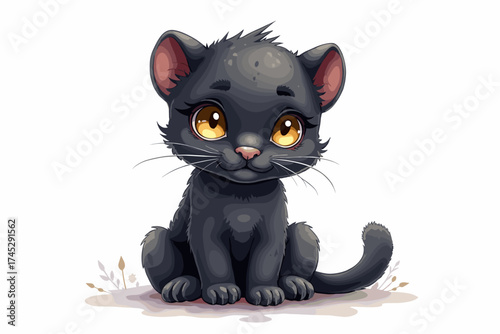 Cute baby black panther portrait