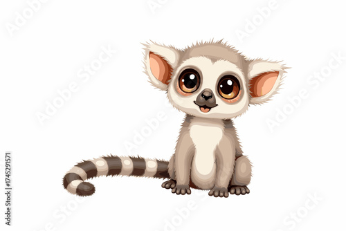Cute baby lemur with big expressive eyes
