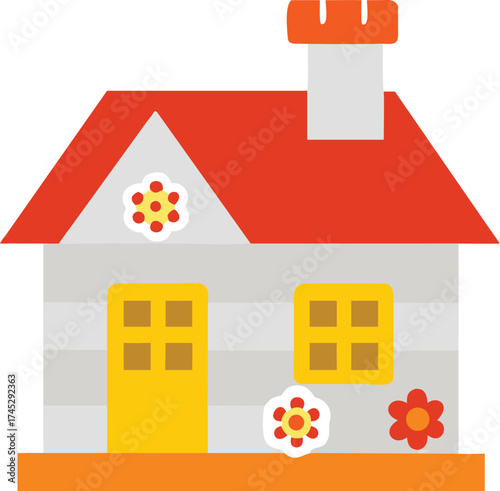 Cartoon house illustration vector graphic design cute home drawing art eps silhouette