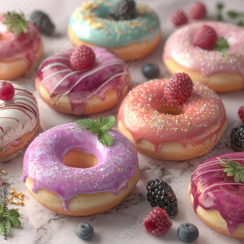 Wallpaper Mural Colorful frosted donuts. High quality photo Torontodigital.ca