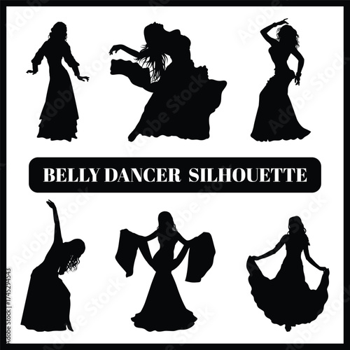 Belly Dancer silhouette set box icon Belly Dancer illustration silhouette Belly Dancer