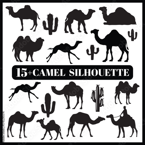 Camel silhouette set box icon Camel illustration silhouette Camels