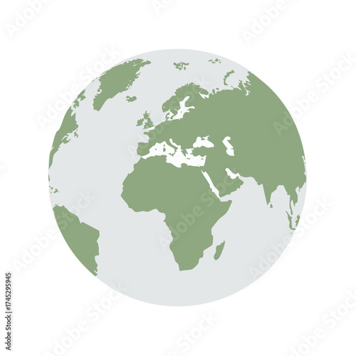 Flat design vector illustration of planet Earth globe centered on Europe and Africa