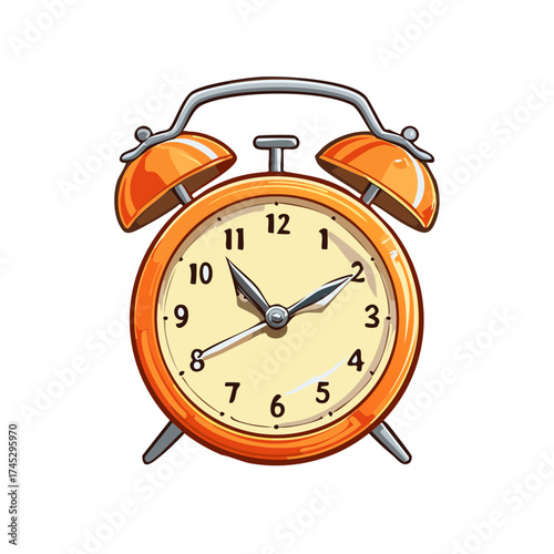 Orange Alarm Clock Showing Wake Up Time for Morning Routine Reminder