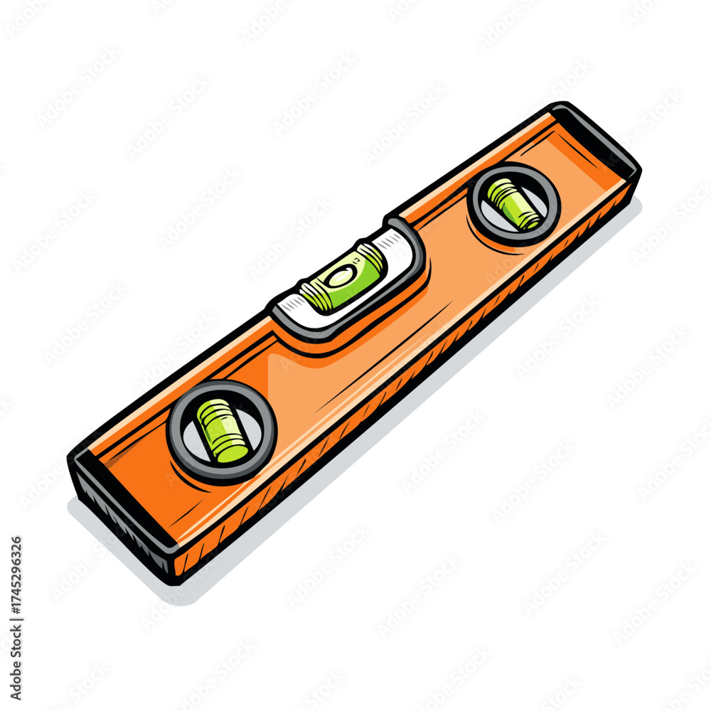 Fototapeta premium Orange spirit level tool illustration for construction and accuracy