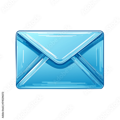Blue envelope illustration, email or letter concept, communication