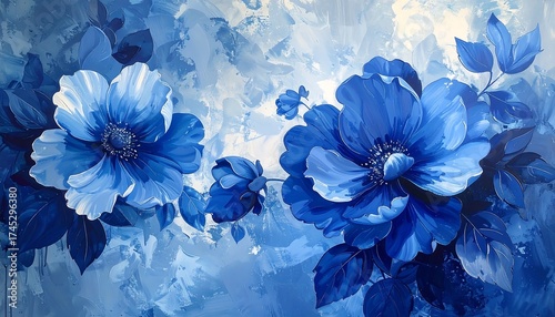 Vibrant blue floral abstract