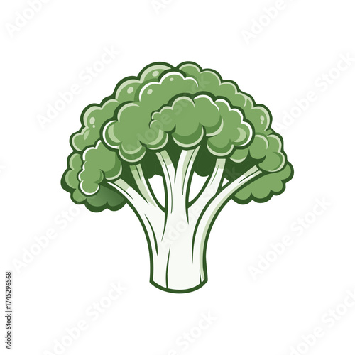 Illustrated broccoli plant with a light green color against a white background.