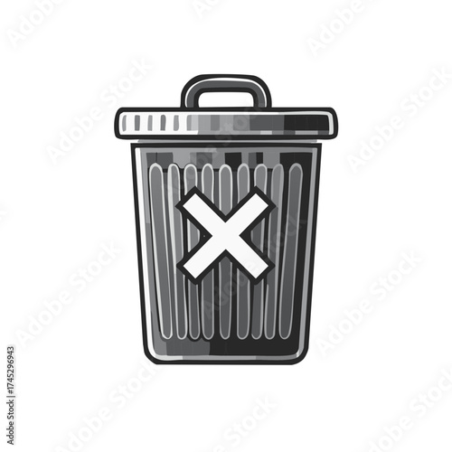 Remove trash icon illustration, container for garbage, symbol for delete object or file, recycle bin graphic sign