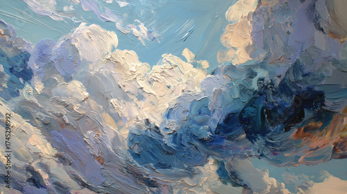 Abstract sky cloud art wallpaper heavy impasto oil painting technique